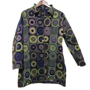 Winding River Lightweight Reversible Blazer Jacket Sz M USA Tapestry Boho Unique